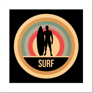 Retro Vintage Surf Gift For Surfers Posters and Art